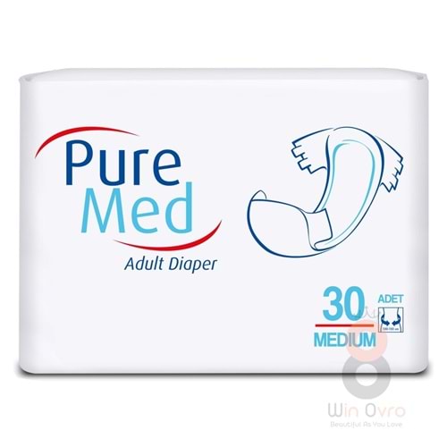 Pure Med Belbantlı Yetişkin Hasta Bezi Medium Orta Boy 30 Adet
