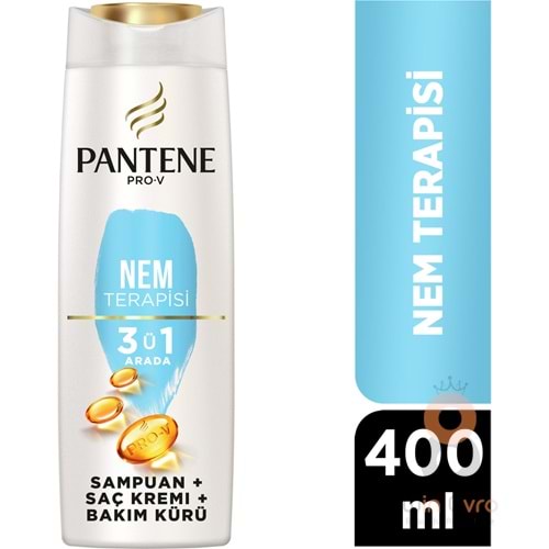 Pantene Pro-V Mükemmel Nemlendirici 3'Ü 1 Arada Şampuan, Kuru-Yıpranmış Saçlar Için, 400ml