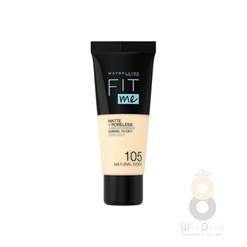 Maybelline New York Mat Fondöten - Fit Me Matte + Poreless Foundation 105 Natural Ivory