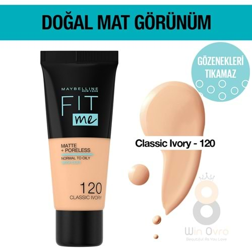 Maybelline New York Fit Me Matte Fondöten -120 Classic Ivory