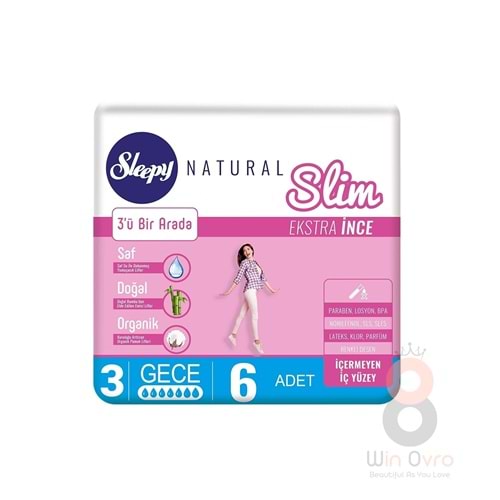 Sleepy Natural Slim Ekstra İnce Gece 6 Ped