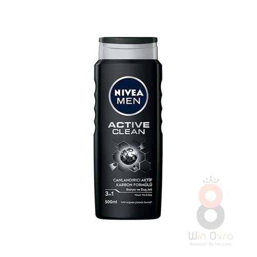 Nivea Men Active Clean Duş Jeli-vücut-yüz Ve Saç Şampuanı 500 Ml