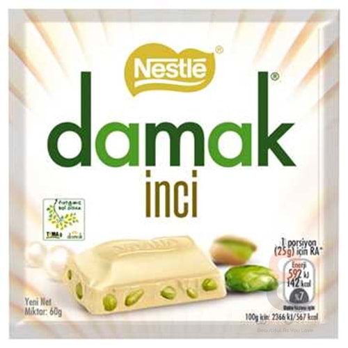 Nestle Damak İnci Antep Fıstıklı Beyaz Çikolatalı 60g