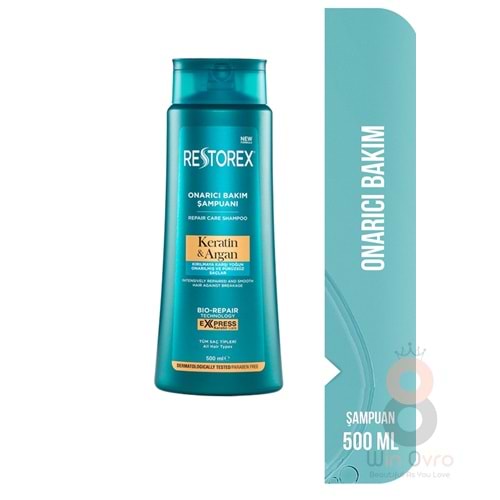 Restorex Kırık Ve Işlem Görmüş Saçlar Için Onarıcı Keratin Argan Bakım Şampuanı 500 ml