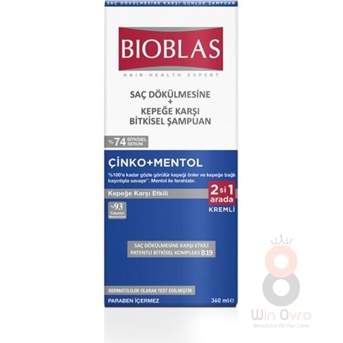 Bioblas 2si 1 Arada Kepek Karşıtı Şampuan – Mentol Ferahlığı 360 ML