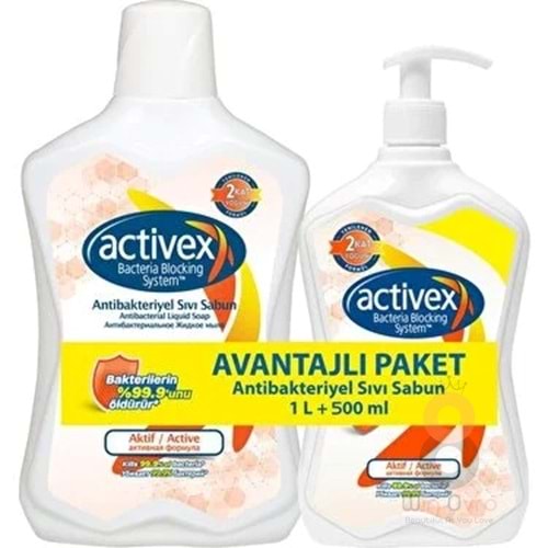 Activex Sıvı Sabun Aktif Koruma Avantajlı Paket 1 Lt + 500 ml.