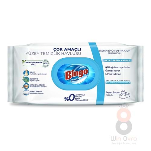 Bingo Yüzey Temizleme Havlusu Beyaz Sabun Kokulu 96 Adetli 1 Paket