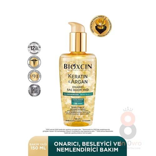 Bioxcin Keratin & Argan Onarıcı Saç Bakım Yağı 150 ml Yıpranmış ve Hasar Görmüş Saçlar