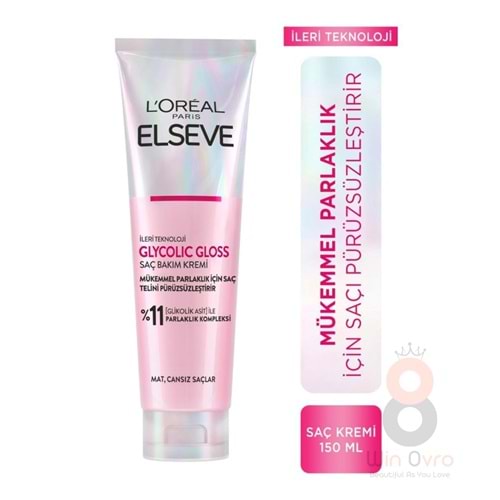Loreal Paris Elseve Glycolic Gloss Mükemmel Parlaklık için Pürüzsüzleştirici Saç Kremi 150ml