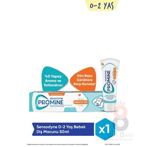 Sensodyne Promine 0-2 Yaş Bebekler İçin Yapay Aroma&Tatlandırıcı İçermeyen Şekersiz Diş Macunu 50ml