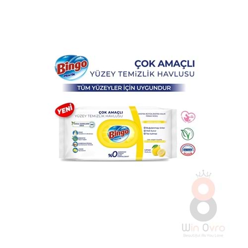 Bingo Yüzey Temizleme Havlusu Limon Kokulu 96 Adetli 1 Paket