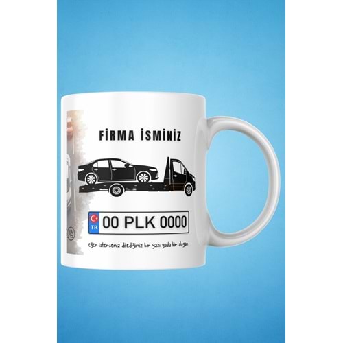 Win Ovro Beyaz Porselen Çiftyön Baskı Kupa Bardak Oto Çekici Kurtarıcı Yol Yardım Kişiye Özel Tasarı