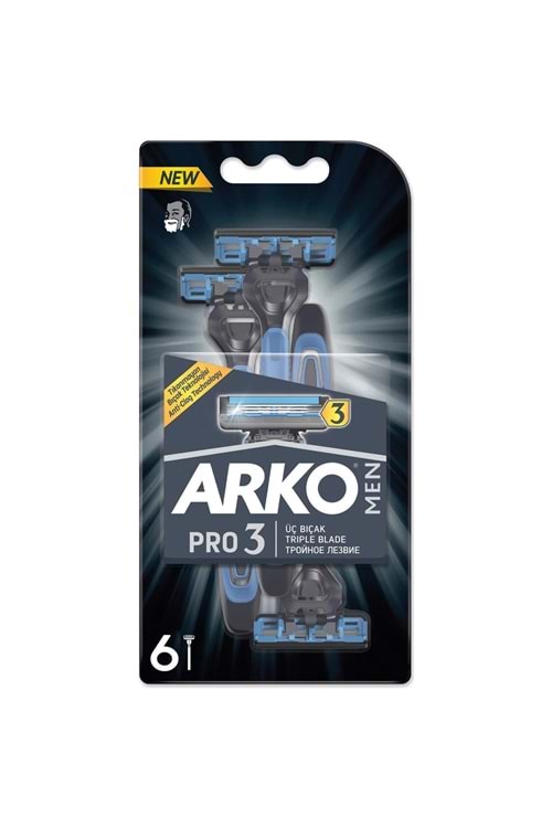 Arko Men Pro 3 Üç Bıçaklı Tıraş Bıçağı 6 Lı