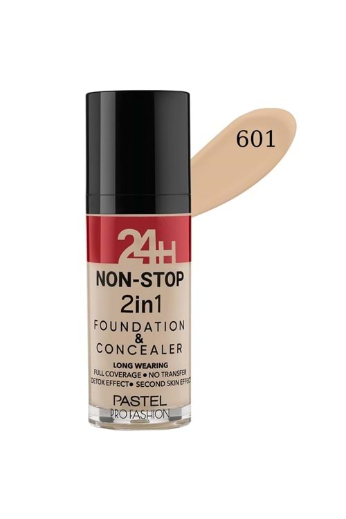 Pastel 24H Non-Stop 2in1 Foundation & Concealer - Fondöten & Kapatıcı 601 Cool
