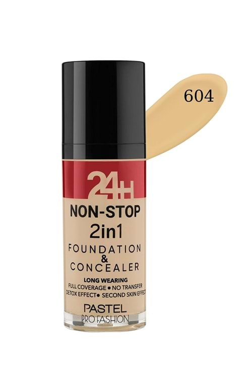 Pastel 24H Non-Stop 2in1 Foundation & Concealer - Fondöten & Kapatıcı 604 Vanilla