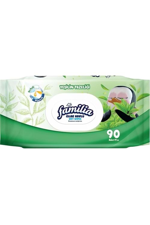 Familia Islak Havlu Mendil Yeşilin Tazeliği 90 Yaprak Plastik Kapaklı Tekli Pk