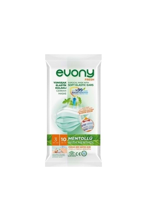 Evony Elastik Kulaklı Fresh Mentollü 10'lu Maske