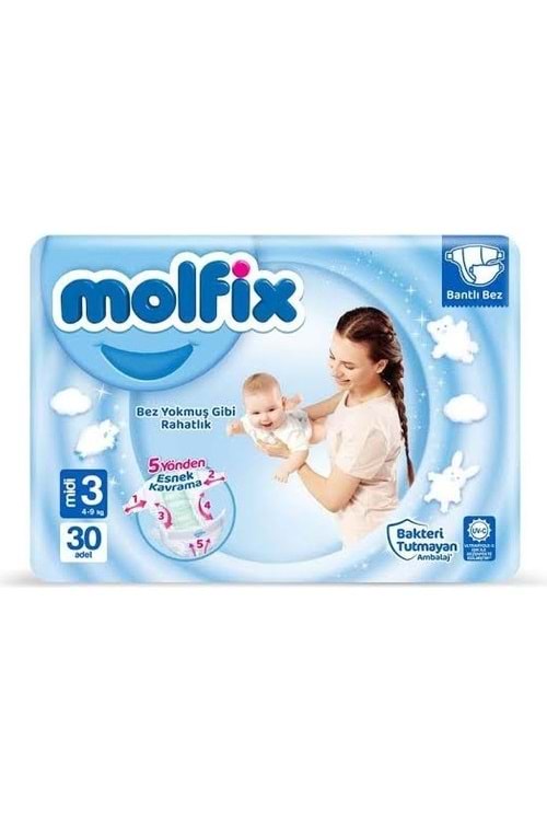 Molfix Bantlı Midi Bebek Bezi No.3 30'lu