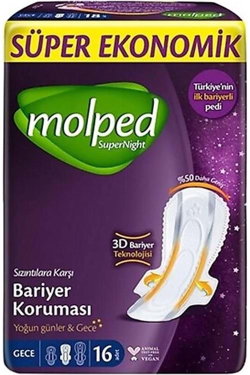 Molped Supernight Gece Hijyenik Ped 16 lı