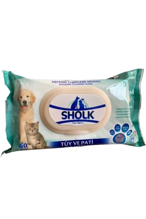 Sholk Hipoalerjenik Hijyenik Tüy Ve Pati Temizleme Mendili 60'lı