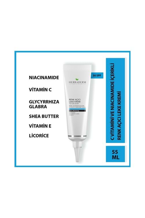 Herbaderm Renk Açıcı Leke Kremi Yüz İçin (30 SPF) 55 Ml