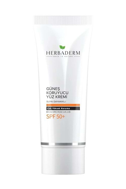 Herbaderm Suya Dayanıklı, Nemlendirici Güneş Kremi, Antioksidan, UVA + UVB 50+ SPF