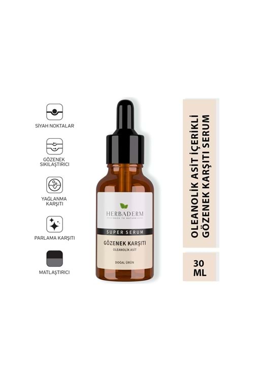 Herbaderm Süper Serum (Oleanolik Asit) Gözenek Karşıtı 30 Ml