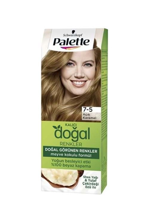 Palette 7-5 Açık Karamel Kalıcı Doğal Renkler Saç Boyası
