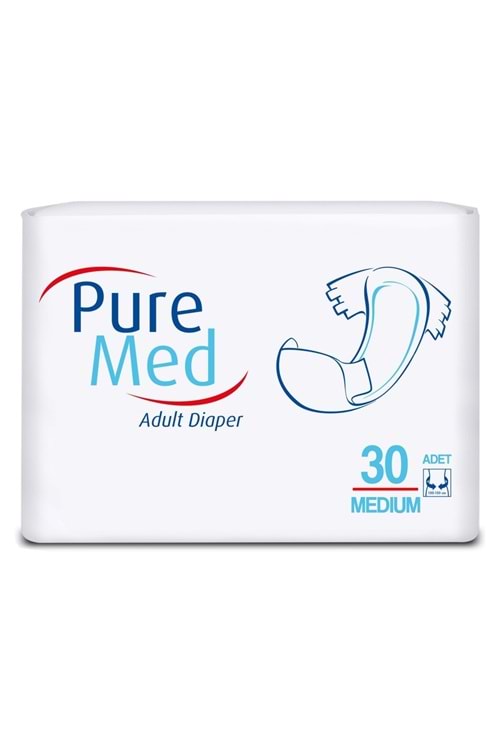 Pure Med Belbantlı Yetişkin Hasta Bezi Medium Orta Boy 30 Adet