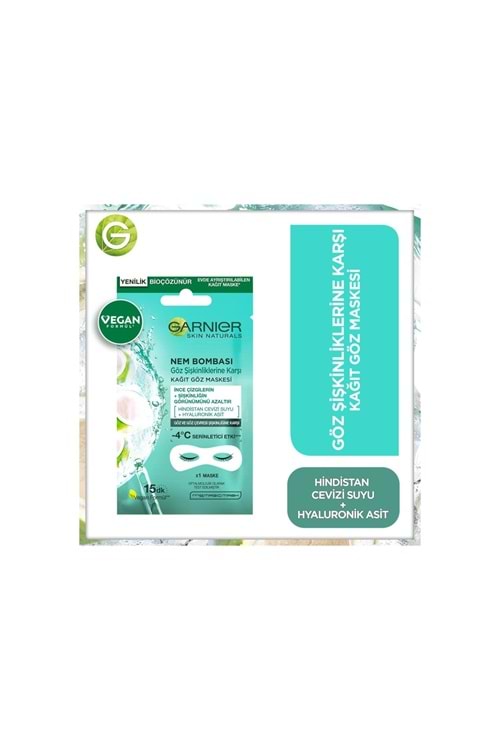 Garnier Nem Bombası Göz Şişkinliğine Karşı Kağıt Göz Maskesi