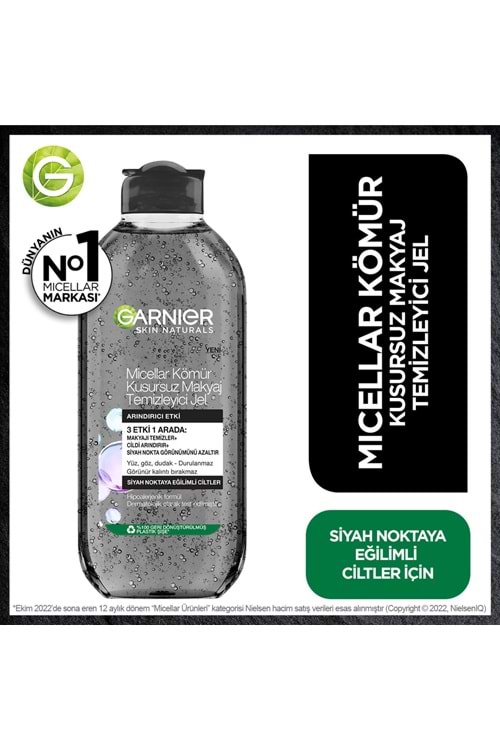 Garnier Micellar Kömür Kusursuz Makyaj Temizleyici Jel 400 ml
