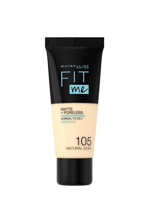 Maybelline New York Mat Fondöten - Fit Me Matte + Poreless Foundation 105 Natural Ivory