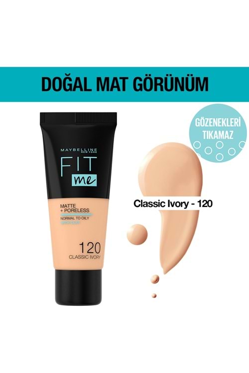 Maybelline New York Fit Me Matte Fondöten -120 Classic Ivory