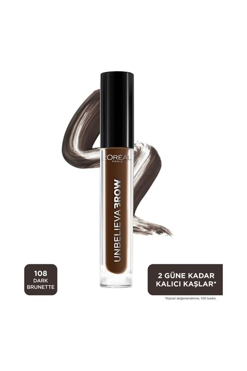 Loreal Paris Uzun Süre Kalıcı Kaş Jeli Unbelieva Brow - 108 Dark Brunette