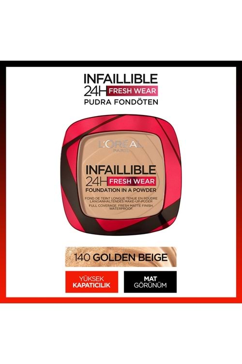 Loreal Paris Infaillible 24H Fresh Wear Pudra Fondöten 140 Golden Beige