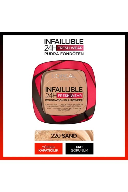 Loreal Paris Infaillible 24H Fresh Wear Pudra Fondöten 220 Sand