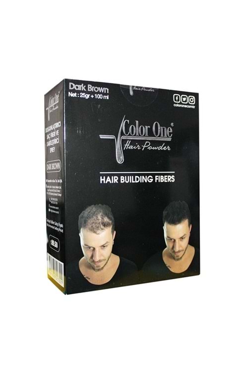 Color One Dolgunlaştırıcı Saç Fiberi + Sabitleştirici Koyu Kahve 25Gr + 100ML