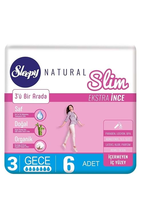 Sleepy Natural Slim Ekstra İnce Gece 6 Ped