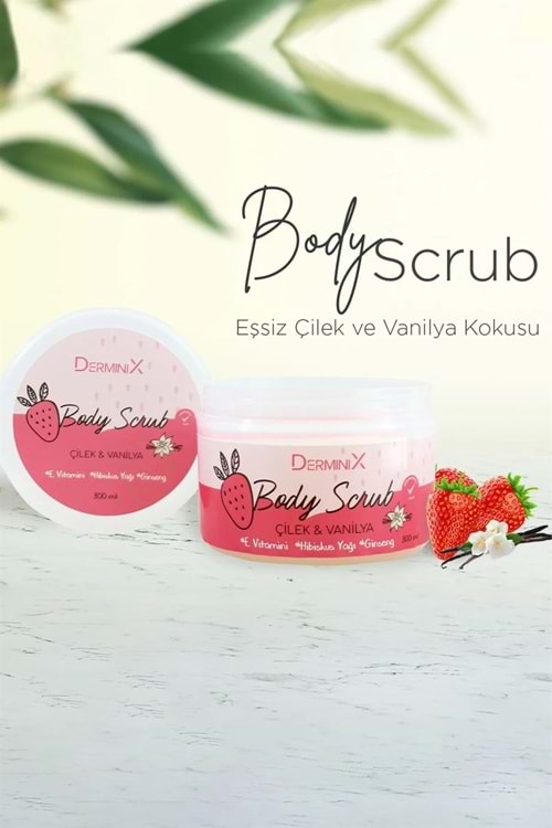 Derminix Vücut Peelingi Body Scrub Çilek Vanilya 300 ml