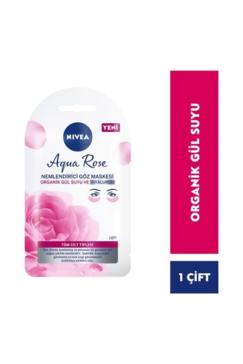 Nivea Aqua Rose Hyaluron ve Organik Gül Suyu İçeren Nemlendirici Göz Maskesi