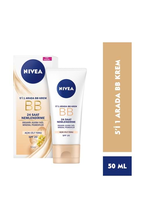 Nivea Essentials BB Krem,24 Saat Nemlendirme + Işıltı Açık Ton Gündüz Kremi 50 ml
