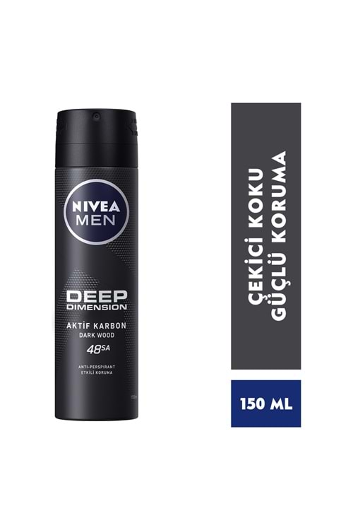 Nivea Men Erkek Sprey Deodorant Deep Dimension 48 Saat Anti-perspirant Koruma 150ml