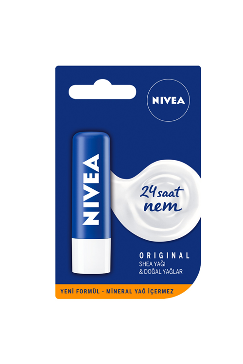 Nivea Original Care Dudak Bakım Kremi (4,8gr), 24 Saat Nem, Shea Yağı ve Doğal Yağlar