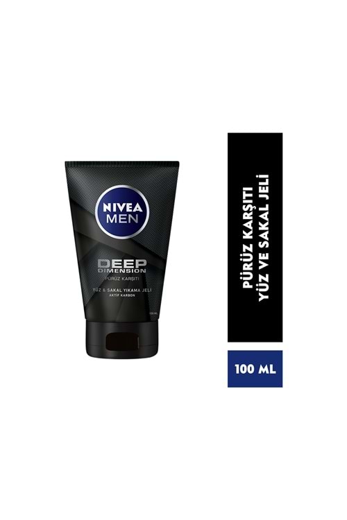 Nivea Men Deep Dimension Yüz ve Sakal Temizleme Jeli 100ml