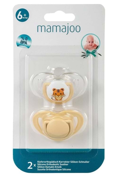 Mamajoo Kaplan Silikon Ortodontik Emzik 6+Ay Ekru