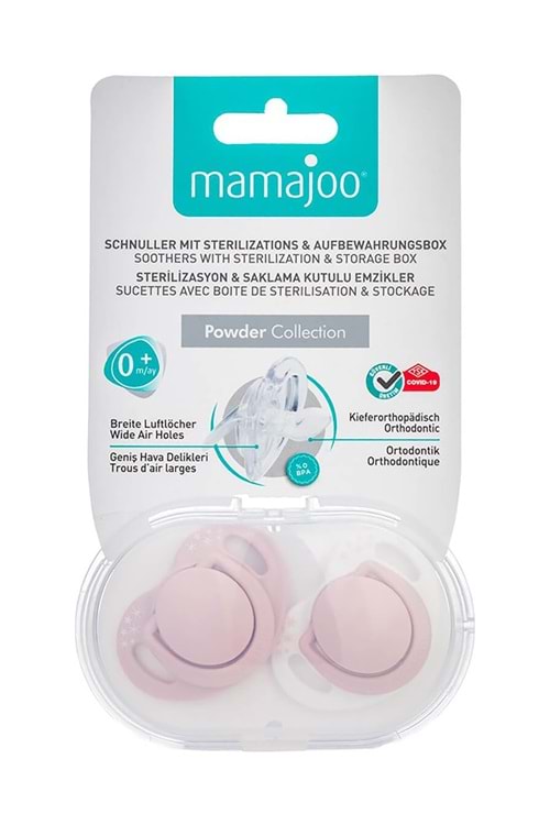 Mamajoo Saklama Kutulu Ortodontik Emzik 0 Ay + Powder Pink