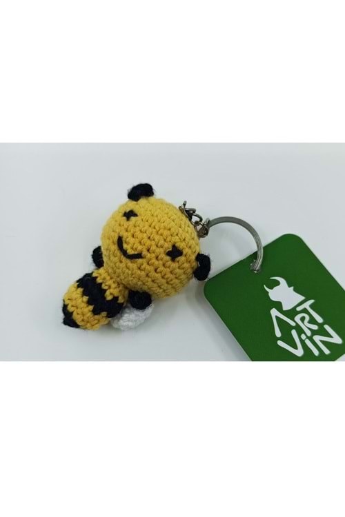 Amigurumi Organik Örgü Arı Anahtarlık