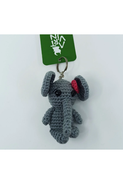 Amigurumi Organik Örgü Fil Anahtarlık