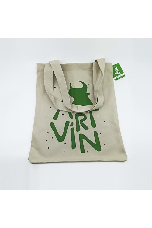 Artvin Logo Baskılı Koton Askılı Çanta Bej