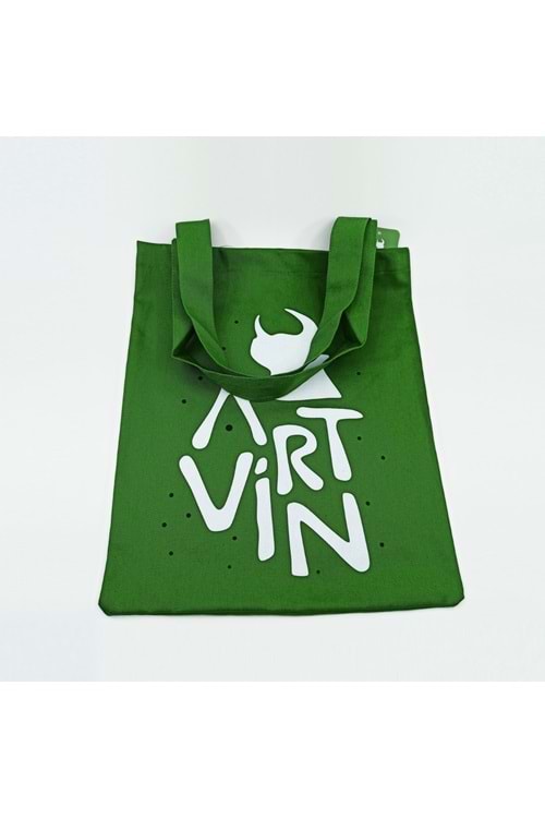 Artvin Logo Baskılı Koton Askılı Çanta Yeşil